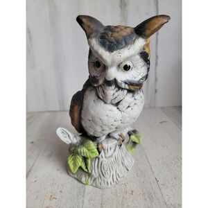 Flambro AS IS horned owl porcelain unique bird vintage home figure